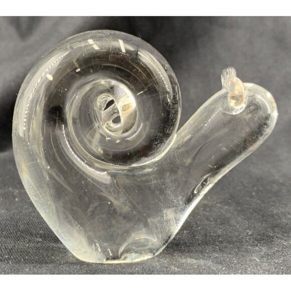 Clear Glass Hand Blown Snail Figurine Paperweight Vintage 3.25" x 3 - Picture 3 of 7